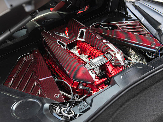 2023-Up Corvette C8 Z06 Coupe | RED CARBON FIBER Engine & Bay Panel Cover